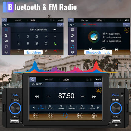 Carplay Car Radio 1 Din with Android Auto Bluetooth Handsfree 5 Inch with Android/IOS Mirror Link Bluetooth FM Radio USB/AUX/TF Multimedia Player with Rear View Camera Microphone