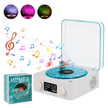 The Waves Vinyl Player, Newly Upgraded Vinyl Record Player with RGB Light, Home Audio Turntable, Vinyl Bluetooth Speaker, 3 Modes Stereo Sound, Sleep Aid with 4 Sounds of Nature