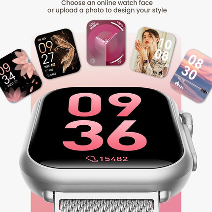 RUXINGX Smartwatch Women with 1000 mAh Battery, Fitness Watch with Phone Function, 120+ Sports Modes, 24/7 Heart Rate Monitor SpO2, Menstrual Cycle, Sleep, Fitness Tracker, IP68 Pedometer Android/iOS Silver