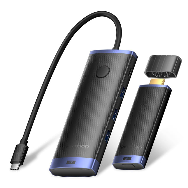VENTION 4K@30Hz USB C juhtmevaba HDMI dokkimisjaam, 5G juhtmevaba HDMI 5 Gbps andmeedastusega, 165FT/50M, 60W kiirlaadimine, video voogesituseks sülearvutist/telefonist/tahvelarvutist monitori/projektorisse/telerisse