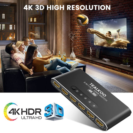 HDMI jaotur 5 sisendit ja 1 väljundit - 4K alumiiniumlüliti, automaatne, puldiga - lüliti toetab 4K 3D HDR-i PS4, Xboxi, TV Sticki ja Blu-Ray-mängija jaoks