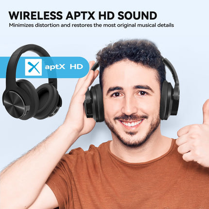 AUSDOM E9 kõrvaklapid Bluetooth-kõrvaklapid: kokkupandavad juhtmevabad mürasummutavad kõrvaklapid ANC-ga aptX HD-ga, 60 tundi mänguaega, C-tüüpi kiirlaadimine, pehmed kõrvapadjad telefonidele, telerile, reisile, mustad
