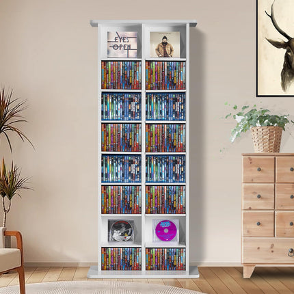 VEVOR meediakapp, 8-astmeline DVD-riiul kuni 464 CD-le, reguleeritavad CD-riiulid 16 sektsiooniga, kaitseb ja korraldab muusika-, filmi-, videomängu- või mälestusesemete kollektsioone, valge