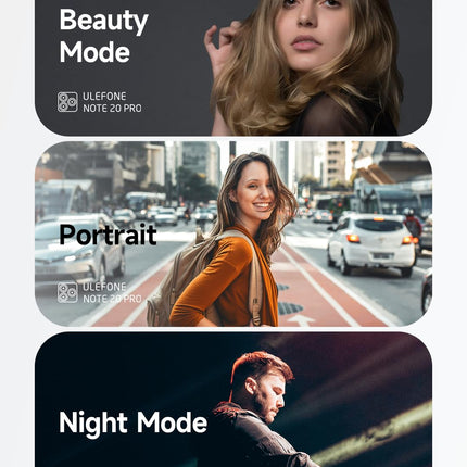 Ulefone Note 20 PRO Android 14 nutitelefon, 6,75-tolline HD+ suur ekraan, 8 GB RAM + 128 GB ROM, 50MP + 8MP + 2MP, kahe SIM-kaardiga nutitelefon, 6000mAh aku, sõrmejäljelugeja + näotuvastus, GPS, must