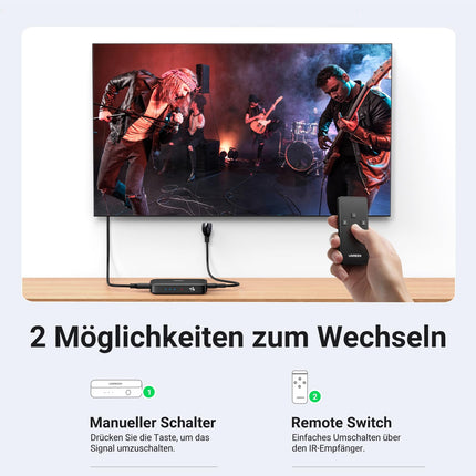 UGREEN HDMI 1.4 lüliti 4K 3 sisse 1 väljundiga HDMI jaotur HDMI jaotur kaugjuhtimispult HDMI lüliti toetab 4K, 3D ja HDR-i teleripulga, teleri, arvuti, mängukonsooli, lüliti, PS5/4, Xboxi ja Blu-Ray mängija jaoks.