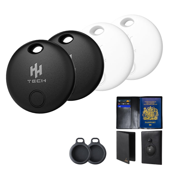 Smart Tag Pack-4 Combo: including free Luxor wallet/passport cover - key tracker and item finder for Apple iOS devices