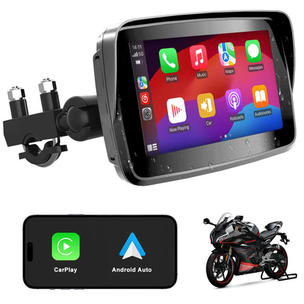 ANKEWAY CarPlay ekraan mootorratastele, kaasaskantav CarPlay ja Android Auto mootorratastele, 5-tolline puutetundlik GPS-navigatsioon, kahekordne Bluetooth, IP67 veekindel mootorratta stereosüsteem