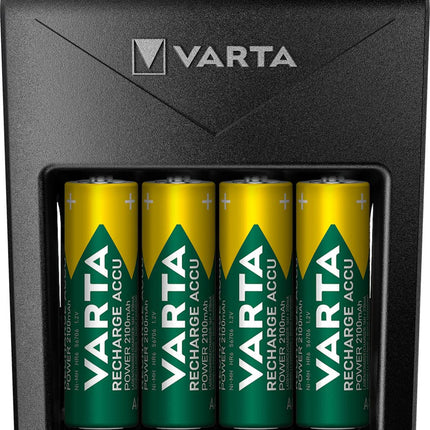VARTA akulaadija, sh 4x AA 2100mAh, akulaadija laetavatele AA/AAA/9V ja USB-seadmetele, LCD-pistikuga laadija+, ühe pesaga laadimine, must