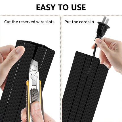 Hniuyun Floor Cable Cover, Cable Covers for Wires on the Floor, Heavy Duty Cable Protector, 3 Channels, Cable Management, Electrical Cable Splitter for Home, Office and Outdoor (2 m)
