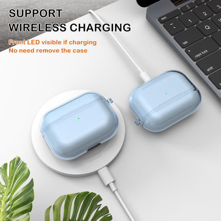 MHYALUDO läbipaistev ümbris, mis ühildub Airpods Pro ümbrisega, ühildub Airpods Pro (2019) ümbrisega, läbipaistev pehme löögikindel kaitseümbris nööri puhastuspulgaga, sinine