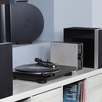 Denon DP400BKEM Turntable (Belt Drive, Tonearm Lift, Built-in Preamp, S-Tonearm) Black