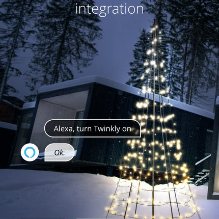 Twinkly 3D valguspuu 3 meetrit, lame jõulupuu ustele ja seintele sise- ja välistingimustes, 300 kaardistatavat RGB ja valget LED-i, ühildub Alexa ja Google Home'iga, IP44, rakendusega juhtimine