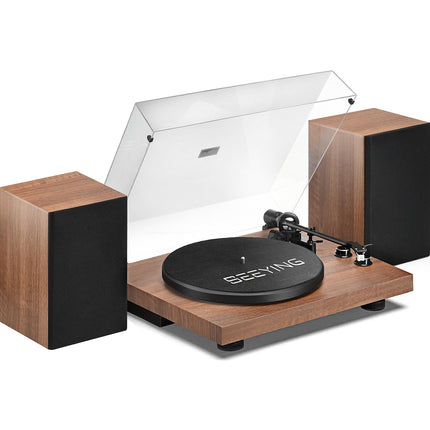 Record player Vinyl Bluetooth record player with 36 watt external speakers, Hi-Fi system, magnetic cassette, USB recording and auto-stop, built-in phono preamplifier 33/45 rpm