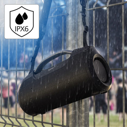 Hama Bluetooth-muusikakarp SoundBarrel (Bluetooth-kõlar, veekindel vastavalt IPX6 standardile, kaasaskantav muusikakarp 60 W, 12-tunnine aku, toiteplokk) must