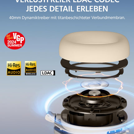 Edifier W830NB juhtmevabad kõrvaklapid -45dB ANC-ga, 94-tunnise akueaga, LDAC kõrglahutusega heli, ruumilise heli, kiire laadimisega, Bluetooth V5.4-ga - elevandiluu värvi