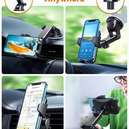 VANMASS Car Phone Holder 3 in 1 Car Phone Holder Air Vent &amp; Suction Cup Holder 100% Silicone Protection Smartphone Holder Car for iPhone Samsung Huawei Mate LG