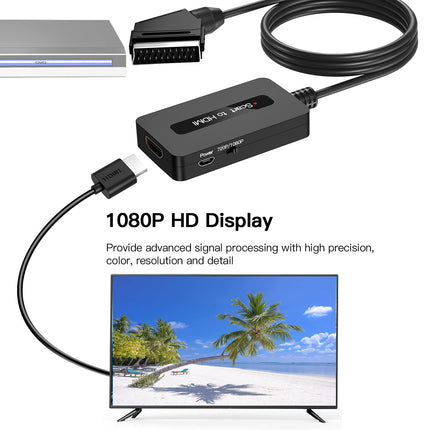 SUNNATCH Scart to HDMI Converter with HDMI Cable and Scart Cable, Male Scart to HDMI Adapter