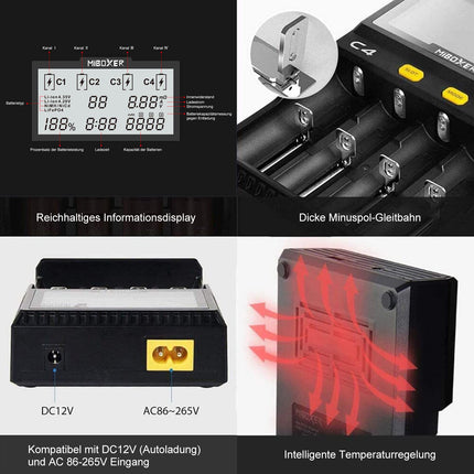 Universaalne akulaadija, 18650 akulaadija 4 pesaga, LCD-ekraaniga akude laadija Li-Ion LiFePO4 NI-MH NI-Cd AA AAA C 18350 18500 18700 20700 21700 26650 RCR123 akude jaoks.