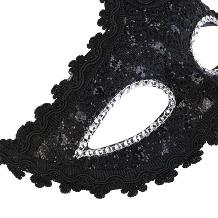 BESPORTBLE pitsist kristall-rhinestones Veneetsia stiilis cosplay mask Halloweeniks/maskeraadiks/kostüümipeoks (must)