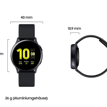 Samsung Galaxy Watch Active2, aluminum fitness tracker, large display, long-lasting battery, water-resistant, 40 mm, Bluetooth, black