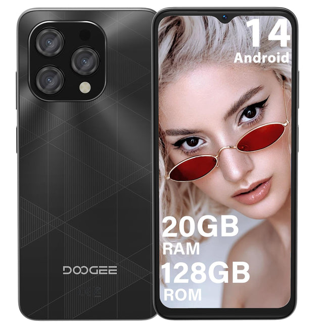 DOOGEE N55 Plus Android 14 Handy Ohne Vertrag 20GB+128GB 6.56" HD+ IPS Octa Core Smartphone Ohne Vertrag, 5150mAh, 13MP+8MP, Dual SIM 4G Handy Günstig 5G WiFi Simlockfreie Handys, OTG, GPS, Face ID