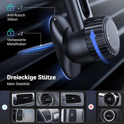 UGREEN MagSafe autohoidik [kukkumisvastane, magnetiline sulgur] autotelefoni hoidik, magnetiline autotelefoni hoidik õhutusava jaoks, ühildub iPhone 16 15 14 13 12 Pro Max Plus Miniga, MagSafe ümbris