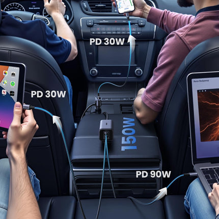 UGREEN 150W sigaretisüütaja USB C GaN, PD3.1 autolaadija USB C 4-ühes kompaktne sigaretisüütaja jaotur, USB sigaretisüütaja adapter autolaadija iPhone 16, MacBook, Galaxy, GPS jne jaoks.