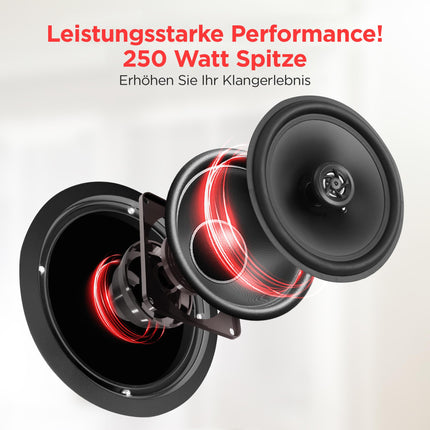 Pyle 20 cm laekõlar, laekõlar Bluetooth, 4 seinakõlarit, 2-ribaline kõlar, 250 W 4-kanaliline võimendi, kõrgsageduskõlar, stereohelisüsteem, seinale kinnitatav, ümmargune/ruudukujuline