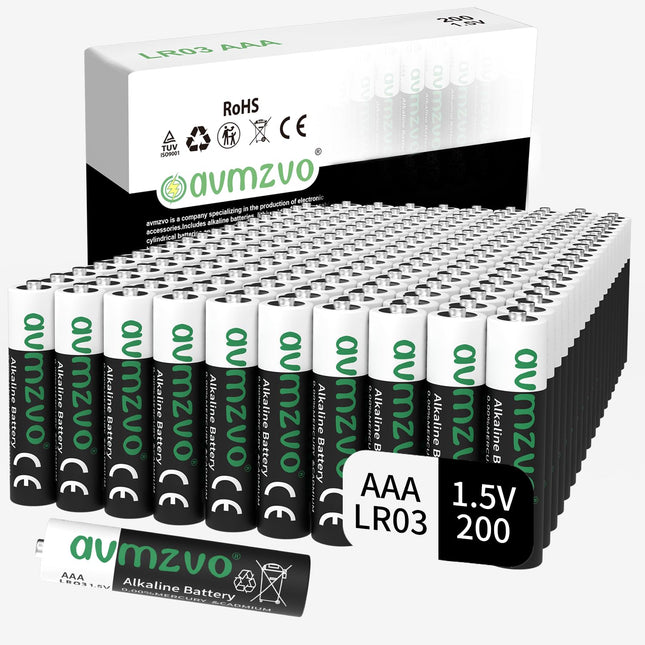 avmzvo AAA leelispatareid, LR03 1,5 V, pikaealine, võimas, 200 tk, sobivad mänguasjadele, äratuskelladele ja muudele elektroonikaseadmetele【10-aastane garantii】