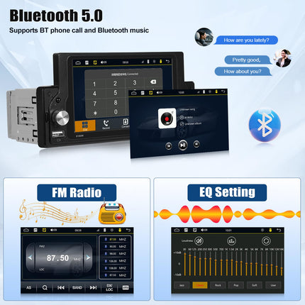 [Juhtmevaba uuendamine] SIXWIN autoraadio 1 DIN juhtmevaba Carplay ja Android Auto toega, 5,9-tolline puuteekraan, toetab Bluetooth 5.0/USB/AUX/FM/AM/Mirrorlink/roolijuhtimist+tagurduskaamerat