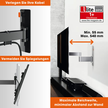 Vogel's WALL 3245 pöörlev teleri seinakinnitus 32–55-tollistele teleritele, max 20 kg, pöörleb kuni 180°, kallutatav, telerikinnitus, max VESA 400 x 400, universaalne ühilduvus, telerikinnitus
