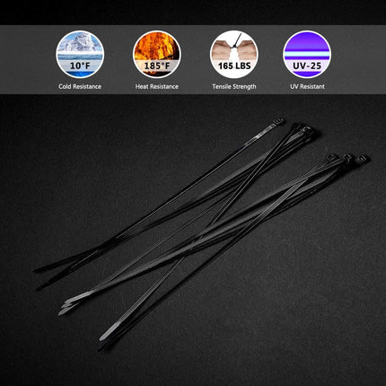 JQKX cable ties 500mm x 7.6mm, UV-resistant ultra strong cable ties with 70 kg tensile strength, nylon, black, 100 pieces