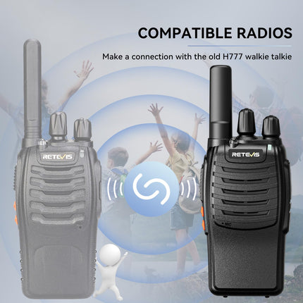 Retevis H777 raadiosaatja, 4-osaline raadiosaatja, C-tüüpi laadimiskaabel, ühe nupuga sidumine, vastupidav pihuraadio, professionaalne, litsentsivaba raadiosaatja turvalisus (4-osaline, must)