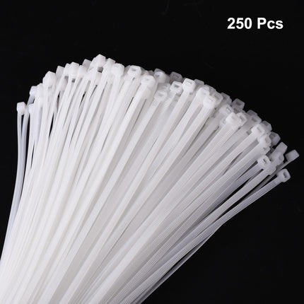 sourcing map 5mm Nylon Self-Locking Cable Ties, 250pcs, 350mm, 22.2kg, White