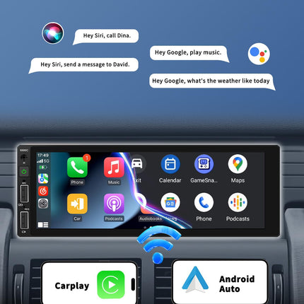 Hikity 1 DIN raadio 6,9-tolline juhtmevaba Carplay IPS puutetundlik ekraan Bluetooth 5.0 autoraadio Android Auto FM Mirror Link EQ heli Rooliratta juhtimine Tagurduskaamera, USB-port