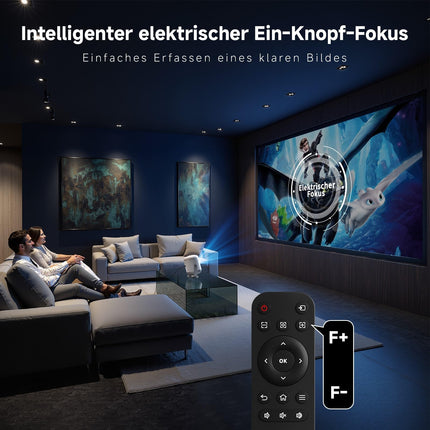 VISULAPEX projektor, 360° pööratav projektor WiFi ja Bluetooth-projektoriga, Full HD 1080P tugi elektrilise teravustamisega, 200'' ekraan, ühildub teleripulga/HDMI/USB/AV/sülearvuti/iPhone/Androidiga