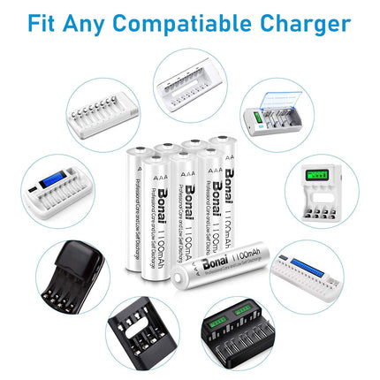 BONAI AAA aku 1100mAh 24 tükki laetavaid akusid suure mahutavusega 1.2V Micro AAA Accu NI-MH laetavaid akusid HR03 laetavat akut madala isetühjenemisega
