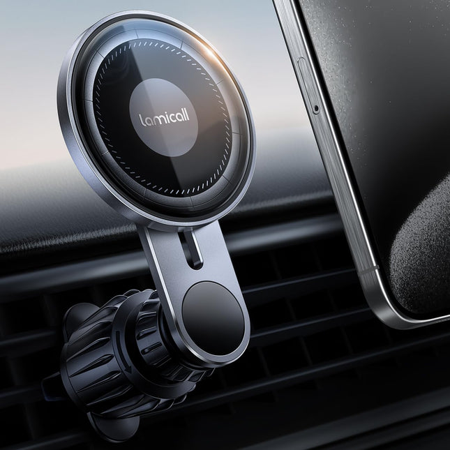 Lamicall MagSafe'i autokinnituse jaoks, mobiiltelefonihoidik autosse - [2025 klaasplaat] universaalne mobiiltelefonihoidik automagnetiga, tugev magnetiline auto õhutusava kinnitus iPhone 16 15 14 13 12 Pro Max nutitelefonile