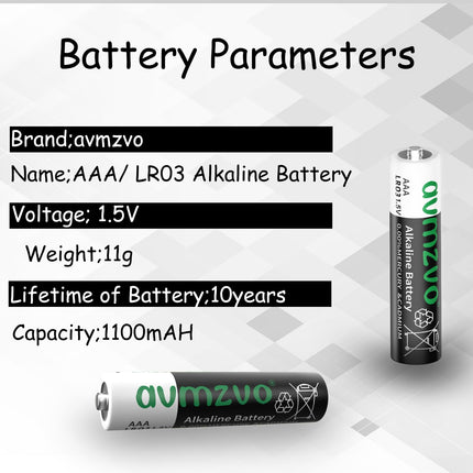 avmzvo AAA Alkaline Batteries, LR03 1.5V, long-lasting power, powerful, 200 pieces, can be used for toys, alarm clocks and other electronic devices【10-year warranty】