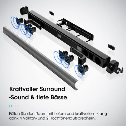 LEADSIGN heliriba teleritele, 100W teleri heliriba, 3D ruumilise heliriba integreeritud subwooferiga kodukinole/arvutile/mobiiltelefonile, 94 cm pikkune teleri kõlar - Bluetooth, HDMI, AUX, optiline koaksiaalkaabel, USB-ühendus