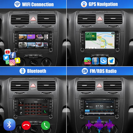 [2+64G] CAMECHO Android 13 autoraadio VW Golf 5, Golf 6, Skoda Polo, Passat Tiguan Touranile koos Carplay/Android Auto/Mirrorlinkiga, 7-tolline mahtuvuslik puuteekraan, toetab WiFi, GPS, FM, Bluetooth EQ