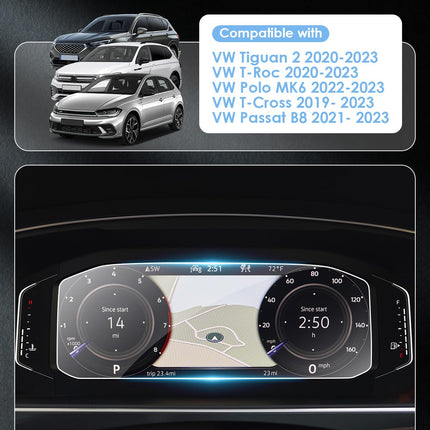 WEIPIN Compatible with VW T-Cross/T-Roc/Tiguan 2/Polo MK6/Touran/Passat B8 10.25" Digital Cockpit Protective Film Instruments Protective Film Screen Protector Accessories