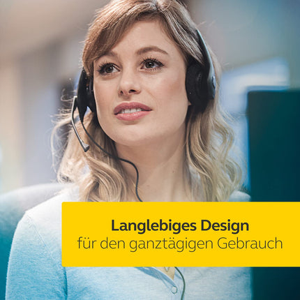 Jabra Biz 1500 kiirühendusega kõrvapealsed stereopeakomplektid - juhtmega kõrvaklapid mürasummutava mikrofoni ja helitugevuse kaitsega lauatelefonidele, must