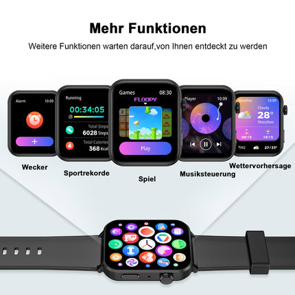 Blackview Smartwatch Men Women, 1.85'' Fitness Watch with Make and Answer Calls, Sports Watch, 100+ Sports Modes, Pedometer, Sleep Monitor, Heart Rate, Smart Watch Fitness Tracker for Android iOS