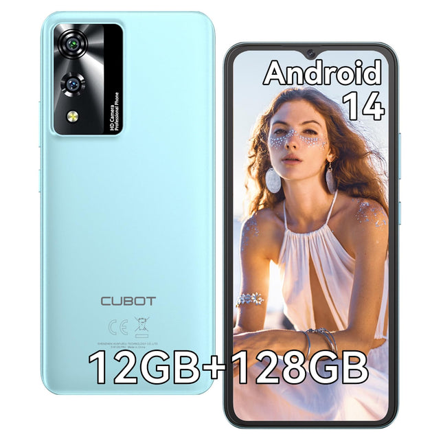 CUBOT A10 mobiiltelefon ilma lepinguta, 12 GB + 128 GB / 1 TB laiendatav, Android 14 nutitelefon, 6,56-tolline ekraan, 5100 mAh aku, 48 MP põhikaamera, kaheksatuumaline protsessor, kahekordne 4G SIM-kaart, OTG, Face ID, GPS, sinine