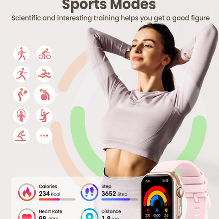 RUXINGX Smartwatch Women with 1000mAh Battery, 100 Days Ultra-Long Standby, 1.83" Fitness Tracker Heart Rate/SpO2/Sleep, 120+ Sports Modes, IP68 Fitness Watch Phone Function Pedometer Android iOS Gold