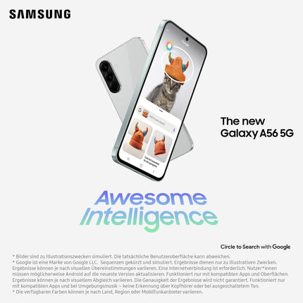 Samsung Galaxy A56 5G tehisintellektiga nutitelefon ilma lepinguta, lukustamata tehisintellektiga telefon Androidiga, 8 GB muutmälu, 256 GB salvestusruumi, 50 MP kaamera, Awesome Olive, 2,5-aastane tootjagarantii [Ainult Amazonis]