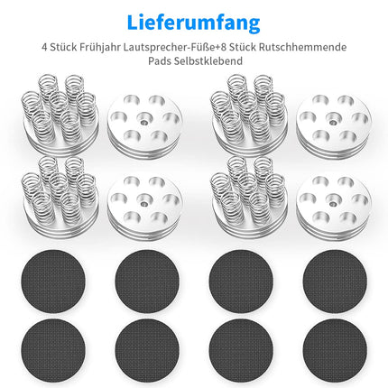 Tertullus 4 Pieces High-End Speaker Feet Vibration Damper Aluminum Feet Audio Absorber Speaker Stands with Non-Slip Rubber Resonance Damper (Silver)