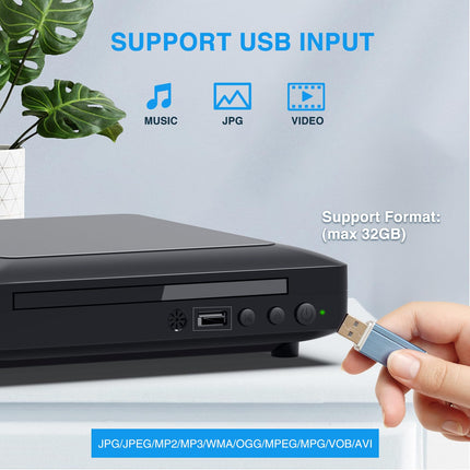 Ceihoit DVD-mängija telerile HDMI AV-väljundiga, USB-sisendiga, HD1080P DVD-CD-mängijaga, sisseehitatud PAL NTSC-süsteemiga, kõikide regioonide vaba, HDMI/AV-kaabel kaasas