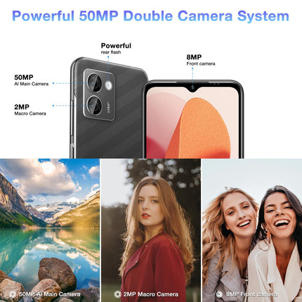 DOOGEE N50 Pro lukustamata nutitelefon [2024. aasta väljalase], 20 GB RAM 256 GB ROM (1 TB TF-kaart), Android 13 nutitelefon, 6,52" HD+ lukustamata telefon, kaheksatuumaline, 50MP+8MP, 4G kahe SIM-kaardi/näotuvastuse/sõrmejäljelugejaga, 4200mAh aku